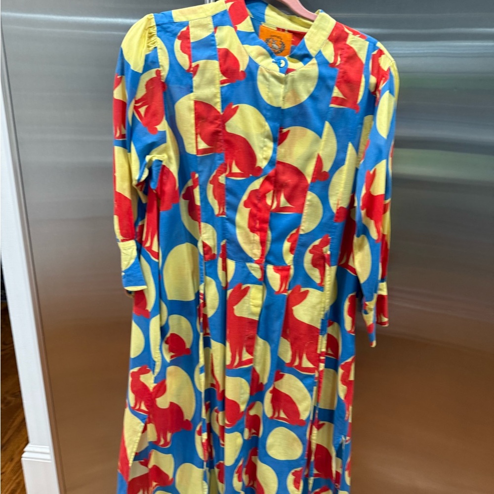 Vibrant Long Sleeve Dress with Red and Yellow Pattern